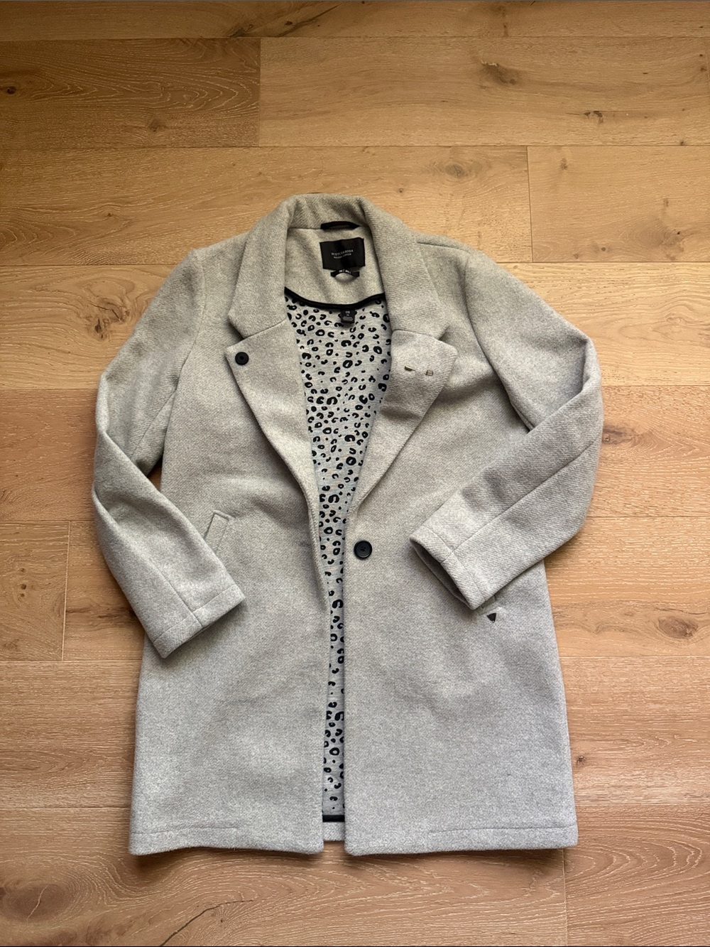 Womens Gray Wool-Blend Overcoat